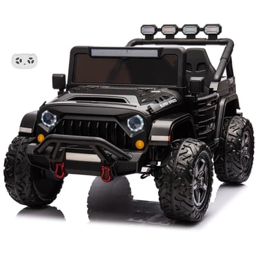 VOLTZ TOYS HAVOC 24V 2-Seater Kids Ride-On Jeep with Parent Remote Control, LED Lights, Open Doors, High Clearance, Black