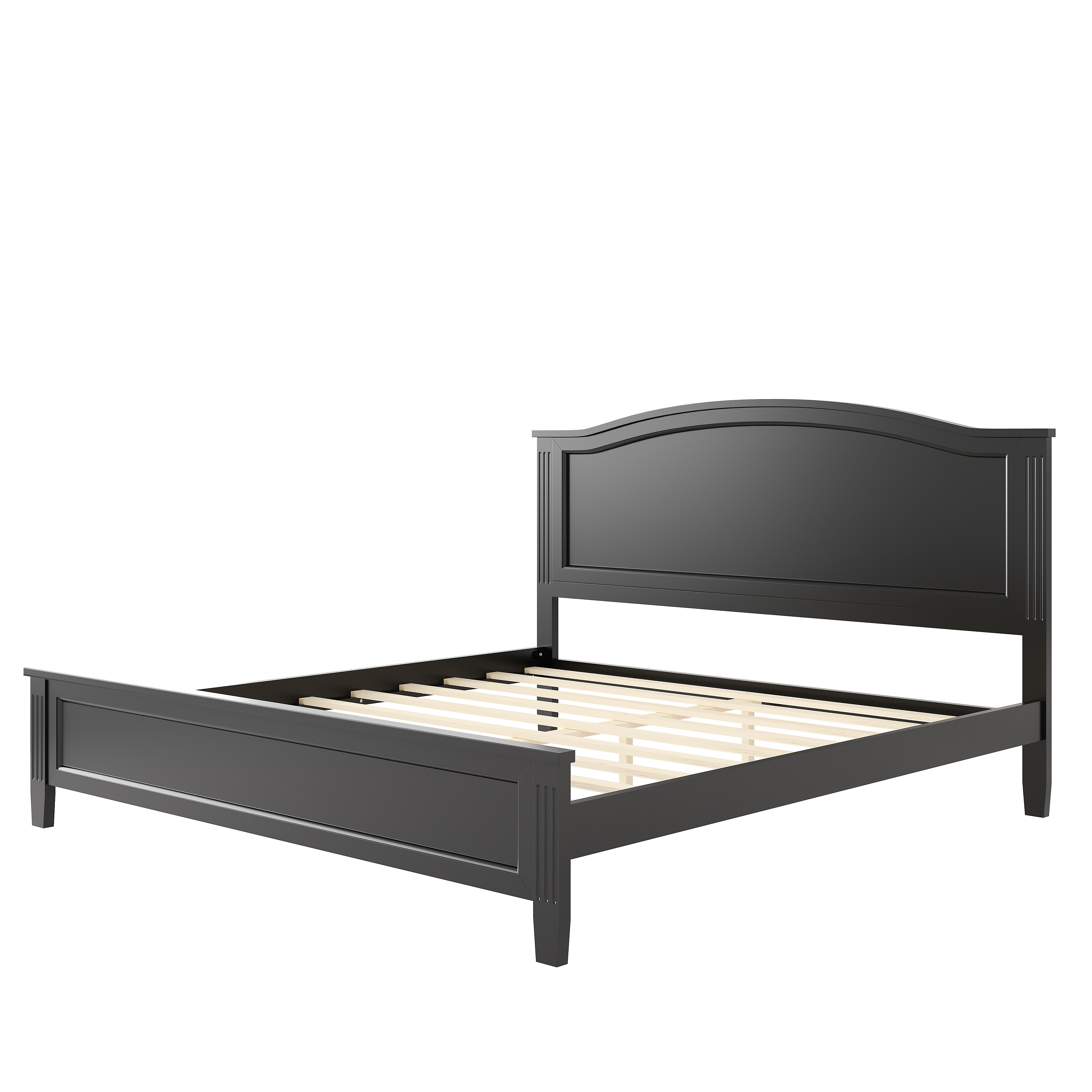 Noble House Full Platform Bed with Headboard,Wooden Slat Support Legs,No Box Spring Needed,Black