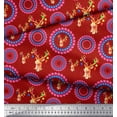 thumbnail image 2 of Soimoi Red polyester Crepe Fabric Circles & Elk Mount Face Print Sewing Fabric Yard 42 Inch Wide, 2 of 3