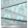 thumbnail image 3 of Soimoi Polyester Crepe Fabric Leaves & Floral Block Print Fabric by The Yard 52 Inch Wide, 3 of 3
