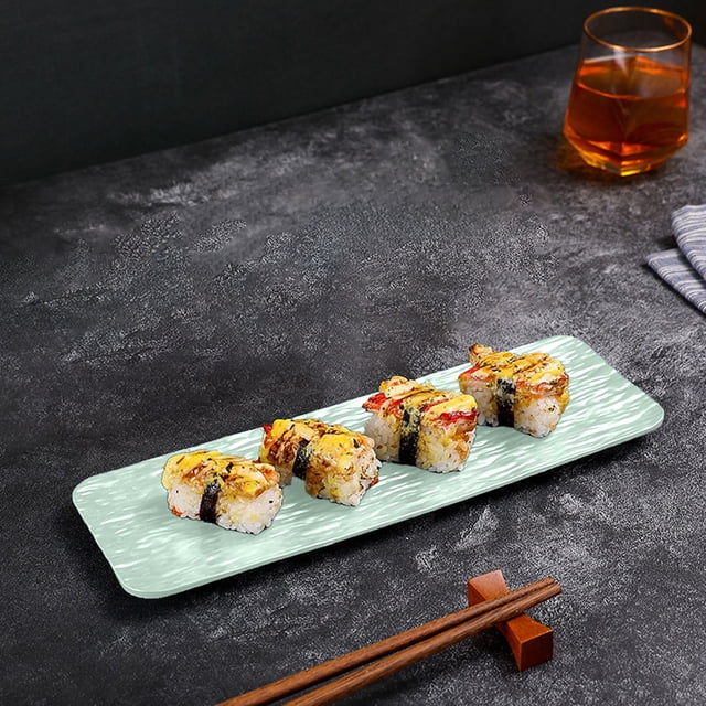 mtvxesu Plastic Sushi and Cake Serving Tray Long Rectangle Platter for Parties Entertaining 1-Piece