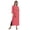 Medium Pink, variant on Moomaya Solid Rayon Kurta For Women bell Sleeve Drawstring Neck Long Ethnic Kurti