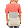 thumbnail image 1 of T-shirt pour Femmes à Blocs de Couleur, Haut à Manches Courtes, Haut à Manches Rondes pour Femmes, Blouse à Col Rond, Rouge Coloré, P, 1 of 7