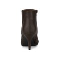 thumbnail image 2 of BLISSFUL STEP Women's Pointed Toe Zipper Stiletto Heels Ankle Boots Coffee 6, 2 of 7