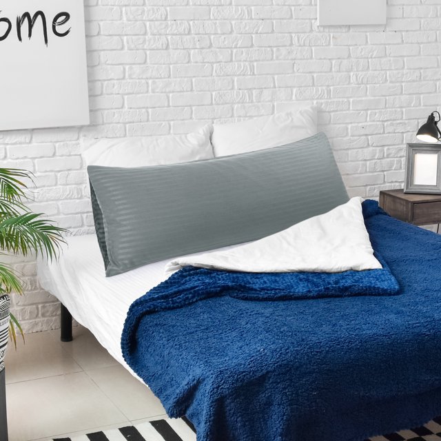 PiccoCasa Microfiber Body Striped Pillowcase Soft Durable Dark Gray 20" x 55"