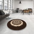 thumbnail image 4 of Ahgly Company Machine Washable Indoor Round Transitional Black Brown Area Rugs, 8' Round, 4 of 7