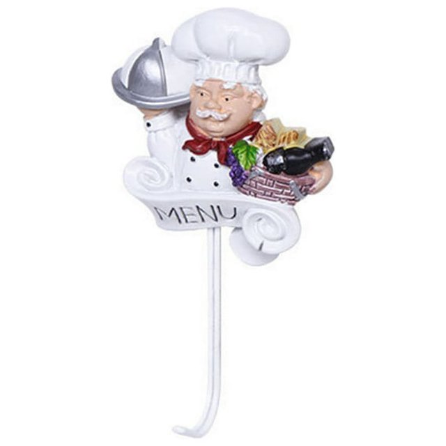 Resin 3D Italy Chef Adhesive Decorative Hooks Wall Mount CartoonTowel Storage Hook for Home Kitchen Restaurant-#5