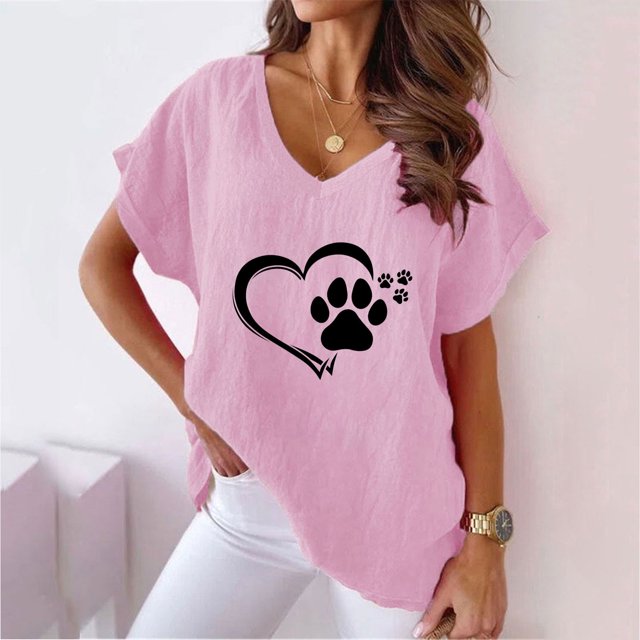LSLJS Blouses pour Femmes Col en V Imprimé T- Mode Confortable, Cadeaux pour Femmes