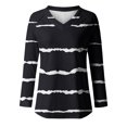 thumbnail image 4 of zanvin Longues Blouse à Manches pour Femmes, Blouse Mode Décontractée à Manches Longues à Col en V Imprimé pour Femmes, Noir, P, 4 of 4