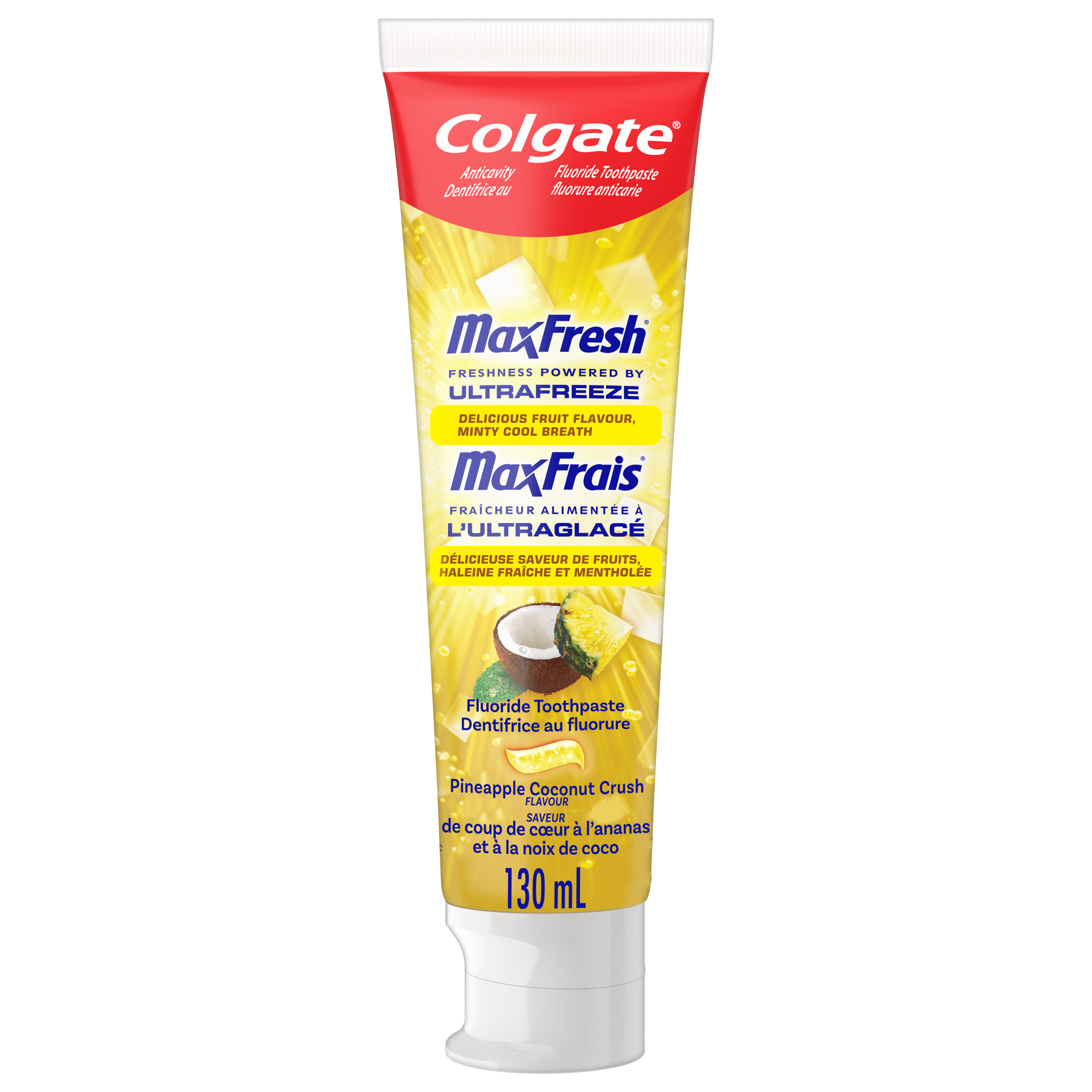 Colgate Maxfrais Dentifrice au Fluorure, Coup de Cœur Ananas et Noix de Coco à la Menthe 130ml