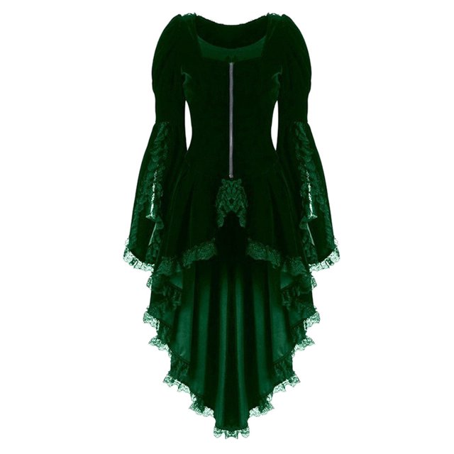 XZNGL Women Vintage Long-Sleeved Waist Back Bandage Lace Stitching Jacket Overcoat