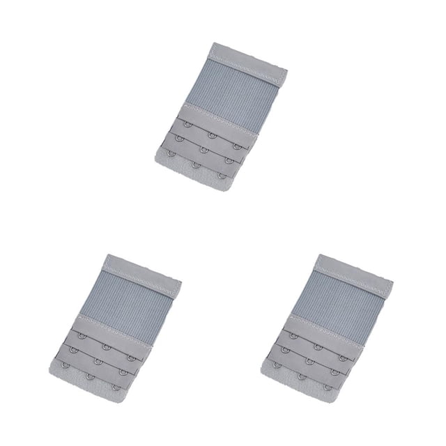 Baohd Extension Strap Bra Extender Buckle 3 Rows 3 Hooks Women Multicolor Lengthened Band Lingerie Replacement Intimates silver gray 3Set