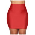 thumbnail image 2 of Hamky Robe Moulante Jupes Taille Haute Jupe Mini Mode Femmes Extensible Jupe Aguichant Unie Taille Haute Jupe Courte Ajustée Jupes Courtes Jupe Gainante Robe Jupe Rouge P, 2 of 9