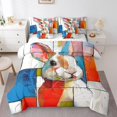 thumbnail image 1 of YST Ensemble Douillette 7 Pcs Rainbow Rabbit Simple Mignon Coloré Ensemble de Draps Lapin avec Douillette pour Femmes Hommes Adultes Géométrique à Carreaux Lit en Sac Ensembles de Literie Peinture à l'Huile Vintage, 1 of 5