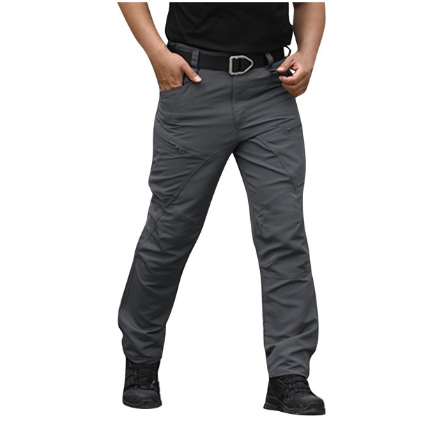 EGNMCR Men's Lightweight Pants, Cargo Pants Men, Linen Pants Men Mens Fashion Solid Multiple Pockets Multi Multifunctional Work Trousers Pants Men Polyester Pants