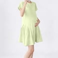 thumbnail image 4 of Robe de Maternité pour Femmes, Couleur Unie à Col Rond et Manches Courtes, Coupe Ample et Confortable, Robe de Grossesse pour le Quotidien et les Photos de Maternité, 4 of 5