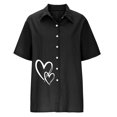 thumbnail image 4 of EQWLJWE Chemises pour Femmes Liquidation Femmes Manches Courtes Décontracté Femmes Imprimé Manches Courtes Ample Bouton Col Rabattu Chemise Blouse Unie, 4 of 6