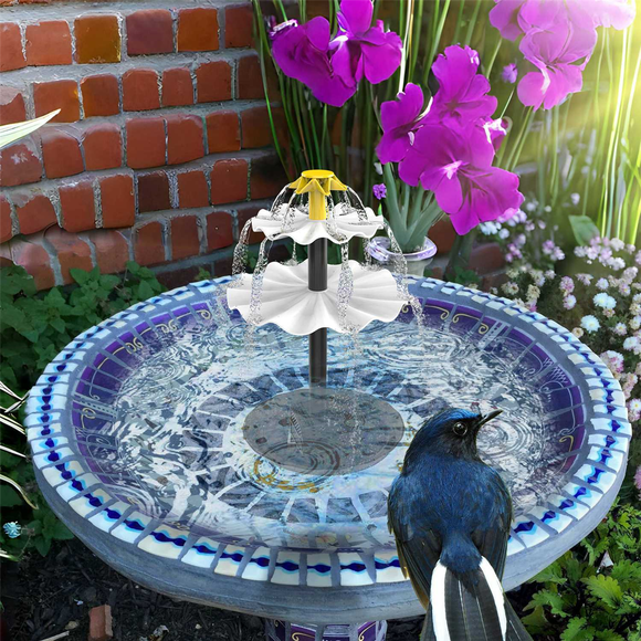 3 Tiered Bird Bath with Solar Pump,DIY Solar Fountain Detachable and Suitable for Bird Bath, Garden Decoration,Outdoor