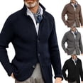 thumbnail image 1 of Blekii Men's Chunky Knit Cardigan Stand Collar Wool Blend Thick Textured 4XL, 1 of 3