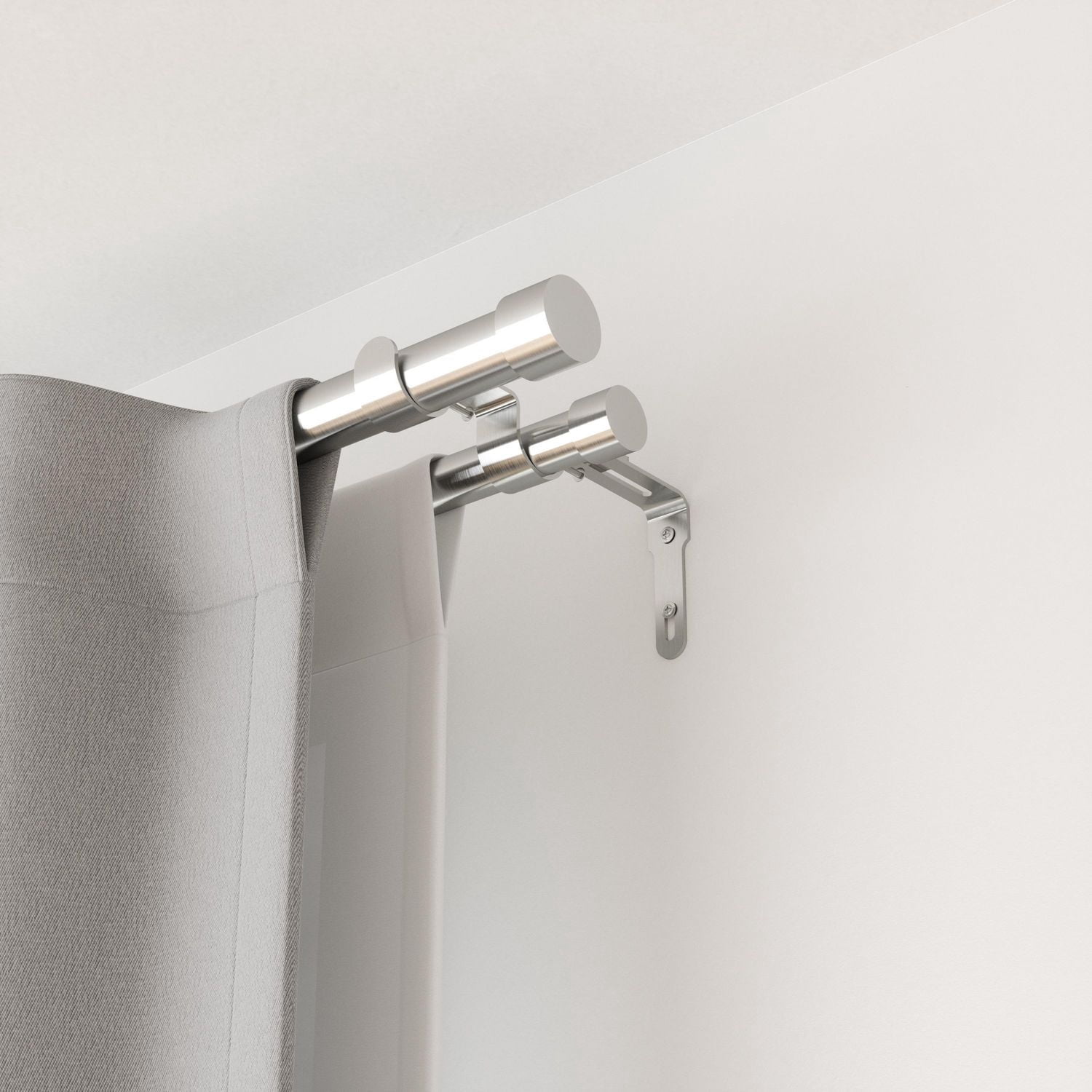 CAPPA - Double tringle à rideau, embouts et fixations, extensible 91 à 167cm, nickel, D25mm