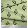 thumbnail image 3 of Soimoi Moss Georgette Fabric Leaves & Floral Block Print Fabric by Yard 42 Inch Wide, 3 of 3