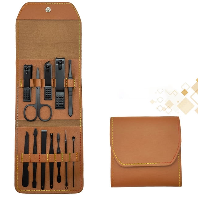 Yhmxh Tools,Home and Kitchen,Home Essentials 12pcs Stainless Steel Nail Clippers Set With Folding Bag Cutter Kits Scissors Makeup Beauty Tool Nail Trimmer