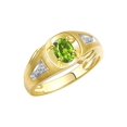 thumbnail image 3 of RYLOS Men's Rings 14K Yellow Gold Rings Classic Designer Style 7X5MM Oval Gemstone & Diamond Ring Peridot August Birthstone Rings For Men Size 9, 3 of 7