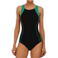 thumbnail image 1 of Charmo Women's Sports One Piece Swimsuit Racerback Boyleg Swimwear, 1 of 7