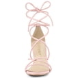 thumbnail image 3 of BLISSFUL STEP Women's Open Toe Strappy Lace Up Block Heel Sandals, 3 of 7