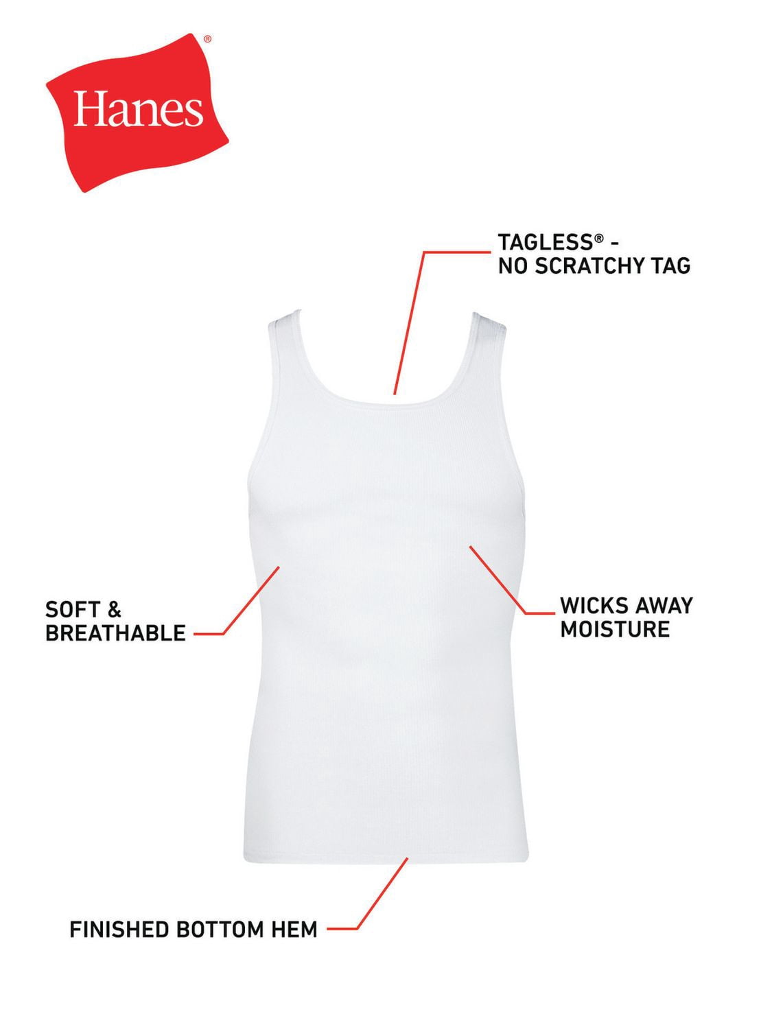débardeur côtelé Hanes pour hommes, de maillot corps en coton,