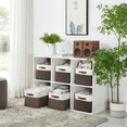 thumbnail image 2 of DECOMOMO Grand Panier de Rangement Bacs de Rangement en Tissu, Ensemble de 3, Brun et Blanc, 2 of 5