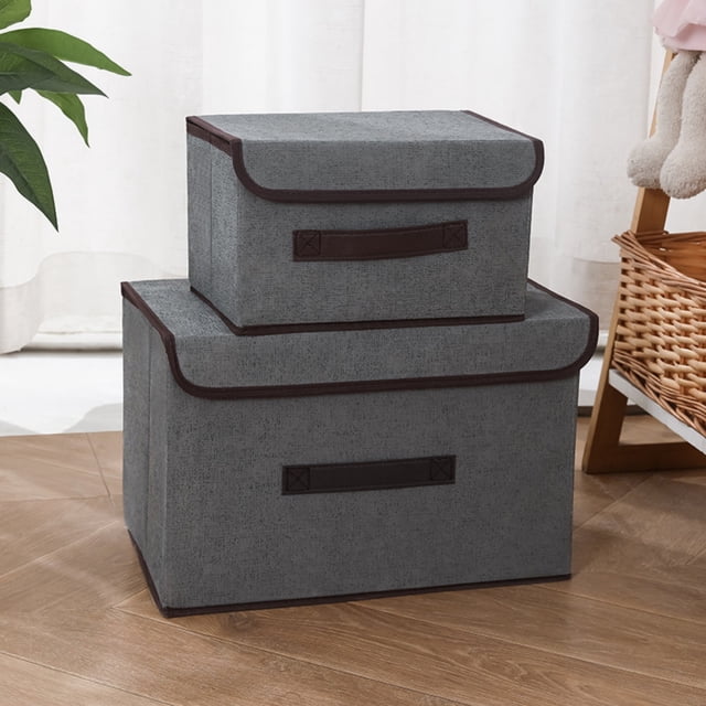 XYAIYT 2 Pack Foldable Fabric Storage Boxes with Handles for Organizing Clothes Toys Books Documents Large and Small Flip Lid Design for Convenient Use and Space Saving Solutions