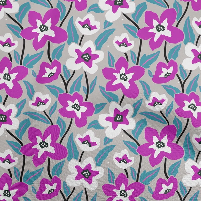 oneOone Velvet Dusty Gray Fabric Florals Fabric For Sewing Printed Craft Fabric By The Yard 58 Inch Wide