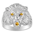 thumbnail image 1 of RYLOS Sterling Silver Lion Head Ring Color Stone Birthstones Eyes and Mouth Fun Designer Rings Citrine Jewelry Size 6, 1 of 8