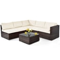 thumbnail image 2 of Costway 6PCS Patio Rattan Furniture Set Cushioned Sofa Coffee Table Garden, 2 of 8