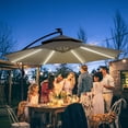 thumbnail image 2 of Outsunny 10FT Solar Powered Patio Umbrella with Crank and Base, Light Grey, 2 of 10