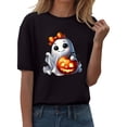 thumbnail image 2 of YLHFASHION T-shirt d'Halloween pour Femmes à Manches Courtes, Col Rond, Graphique, Hauts Imprimés Citrouille, Chandails Décontractés d'Automne et d'Automne 2025, Soldes de Liquidation, T-shirt à Manches Courtes pour Femmes, 2 of 4
