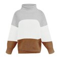 thumbnail image 3 of Frostluinai Women's Color Block Chunky Sweaters Turtleneck Long Sleeve Oversized Pullover Drop Shoulder Loose Fit Sweaters Comzy Sweaters, 3 of 6