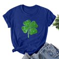 thumbnail image 2 of Besolor T-Shirts de la Saint-Patrick pour Femmes, Col Rond, Manches Courtes, T-Shirts Basiques, T-Shirts Graphiques Shamrock, Hauts de Festival, 2 of 3
