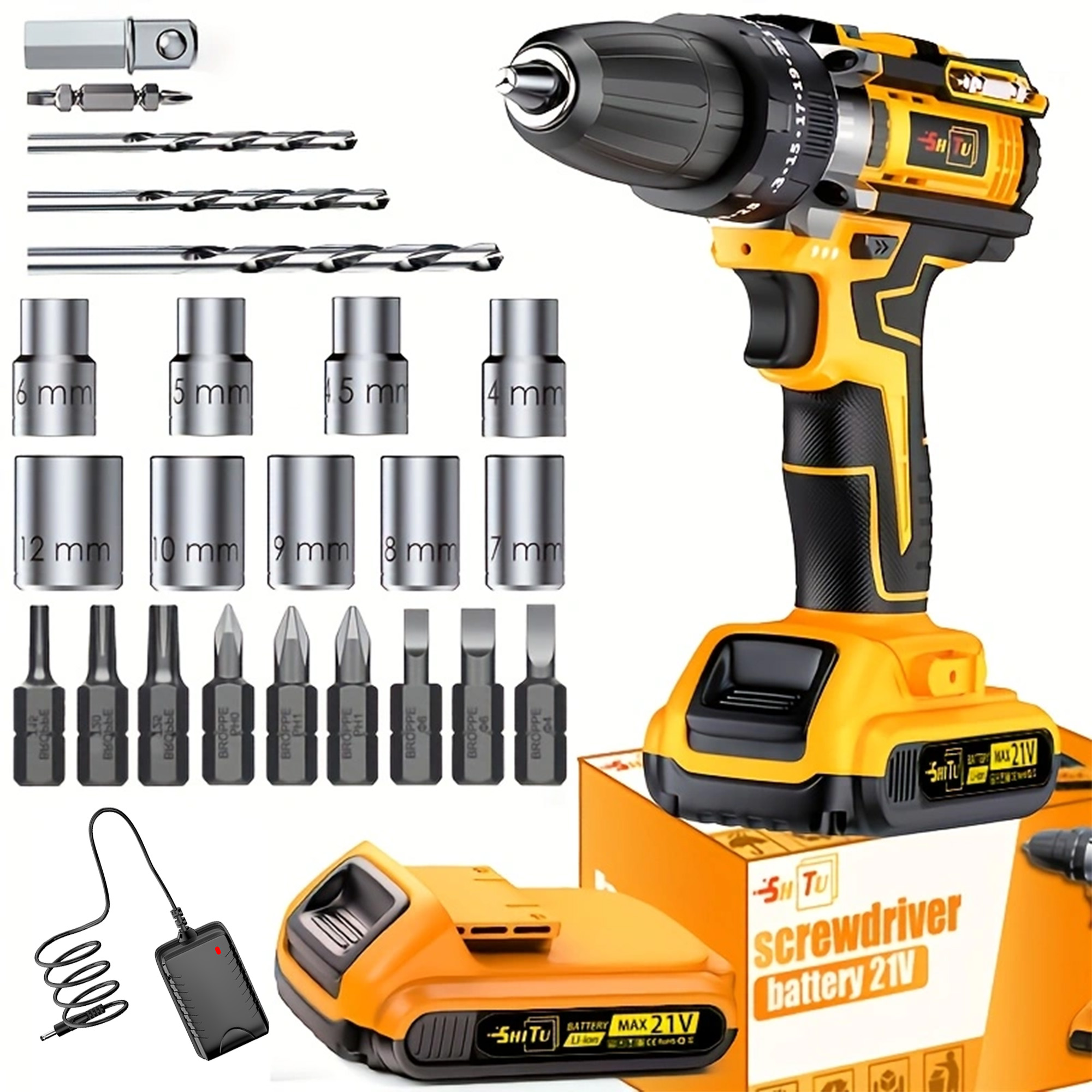 DGB Cordless Drill Driver, Electric Power Drill, Handheld Screwdriver Drill for Drilling, Fastening, Home Repairs, Ideal for DIY and Professional Use