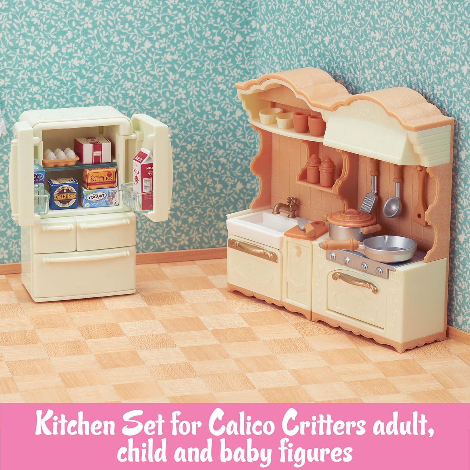 Ensemble de jeu de cuisine Calico Critters, meubles et accessoires de maison de poupée