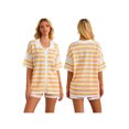 thumbnail image 3 of FOCUSNORM Women Pajamas Set 2 Pieces Loungewear Suits Stripe Contrast Color Button Crochet Knit Tops and Shorts Lounge Sets, 3 of 9