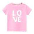 thumbnail image 1 of Penkiiy Tout-Petits Enfants Garçons Filles Mode Mignon Col Rond Imprimé Manches Courtes Haut 7-8 Ans Rose, 1 of 6