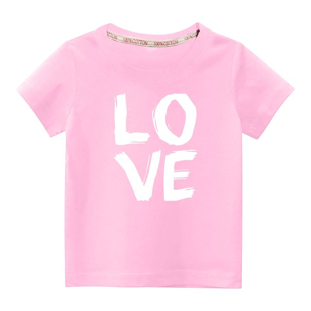 Penkiiy Tout-Petits Enfants Garçons Filles Mode Mignon Col Rond Imprimé Manches Courtes Haut 7-8 Ans Rose