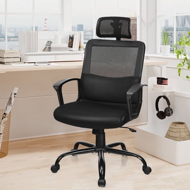 Costway Chaise de Bureau en Maille Dossier Haut Chaise Pivotante Ergonomique avec Soutien Lombaire et Appuie-Tête