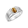 thumbnail image 3 of RYLOS Men's Rings Sterling Silver Classic 7X5MM Oval Gemstone & Diamond Ring Tiger Eye November Birthstone Rings For Men, Silver Rings, Size 11, 3 of 7