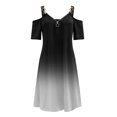 thumbnail image 3 of Fridja Robes d'Été pour Femmes Épaules Dénudées Manches Courtes Fermeture Éclair Col en V Robe Courte, 3 of 5