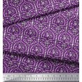 thumbnail image 2 of Soimoi Polyester Crepe Fabric Leaves & Floral Block Printed Fabric 1 Yard 52 Inch Wide, 2 of 3