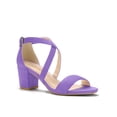 thumbnail image 1 of BLISSFUL STEP Women's Open Toe Cross Strap Mid Block Heel Sandals Purple 8, 1 of 7