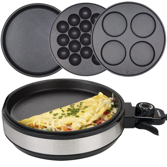 CucinaPro Multi Baker Deluxe- Baking Made Easy- Electric Appliance with Temp Control, 3 Interchangeable Skillets for Grilling Baking or Dessert Making- Grilled Cheese Omelets Pizza, Cake Pops, Gift